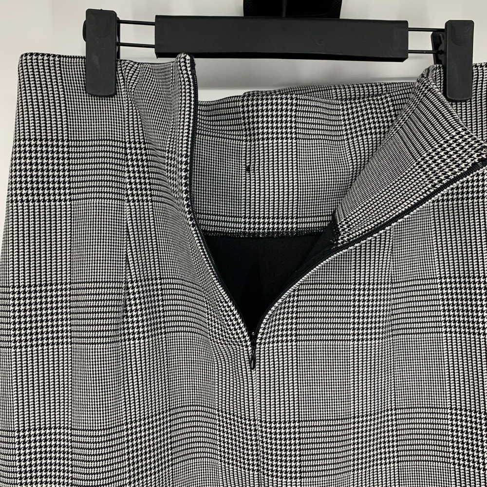 H&M Skirt Glen Plaid Pencil Straight Midi Tie High Waist Slit Womens Size 10 - Picture 9 of 12